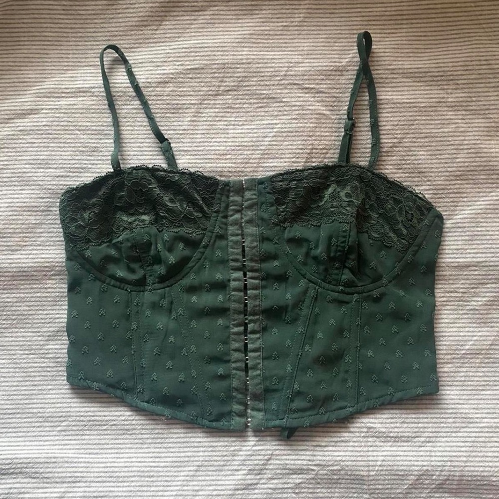 La Hearts Green Corset Top